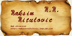 Maksim Mitulović vizit kartica